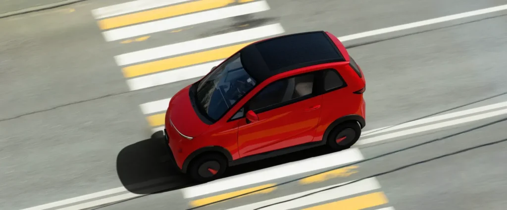Eva comes with a fixed glass roof fitted with solar charging panels